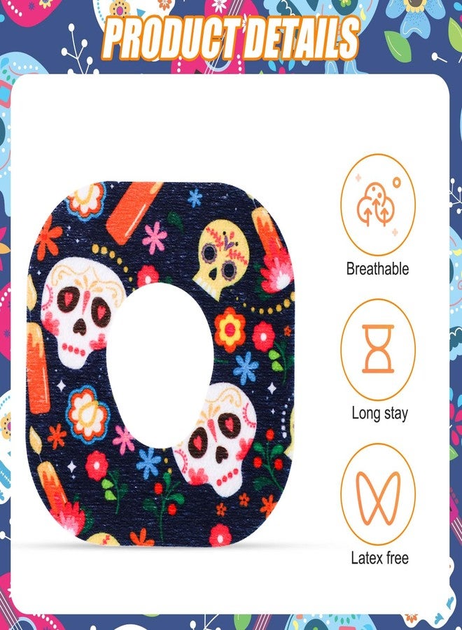 XIHIRCD 25 قطعة من اللصقات اللاصقة، 5 أنماط من لصقات مستشعر جهاز مراقبة السكر CGM، أغطية مستشعر مقاومة للماء، ملصقات فوق المستشعر مقاومة للعرق، ملحقات لجهاز Dexcom G7 (يوم الموتى) - Image 4